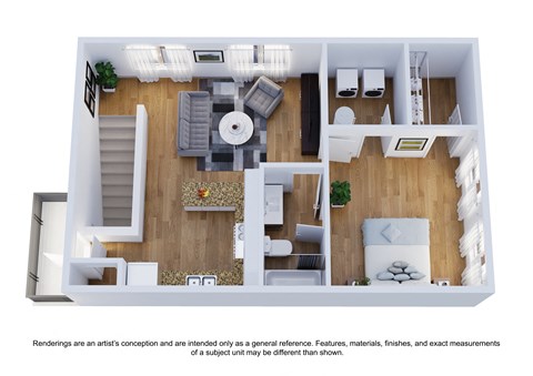 Floor plan for 1 bed, 1 bath, 850 sqft
